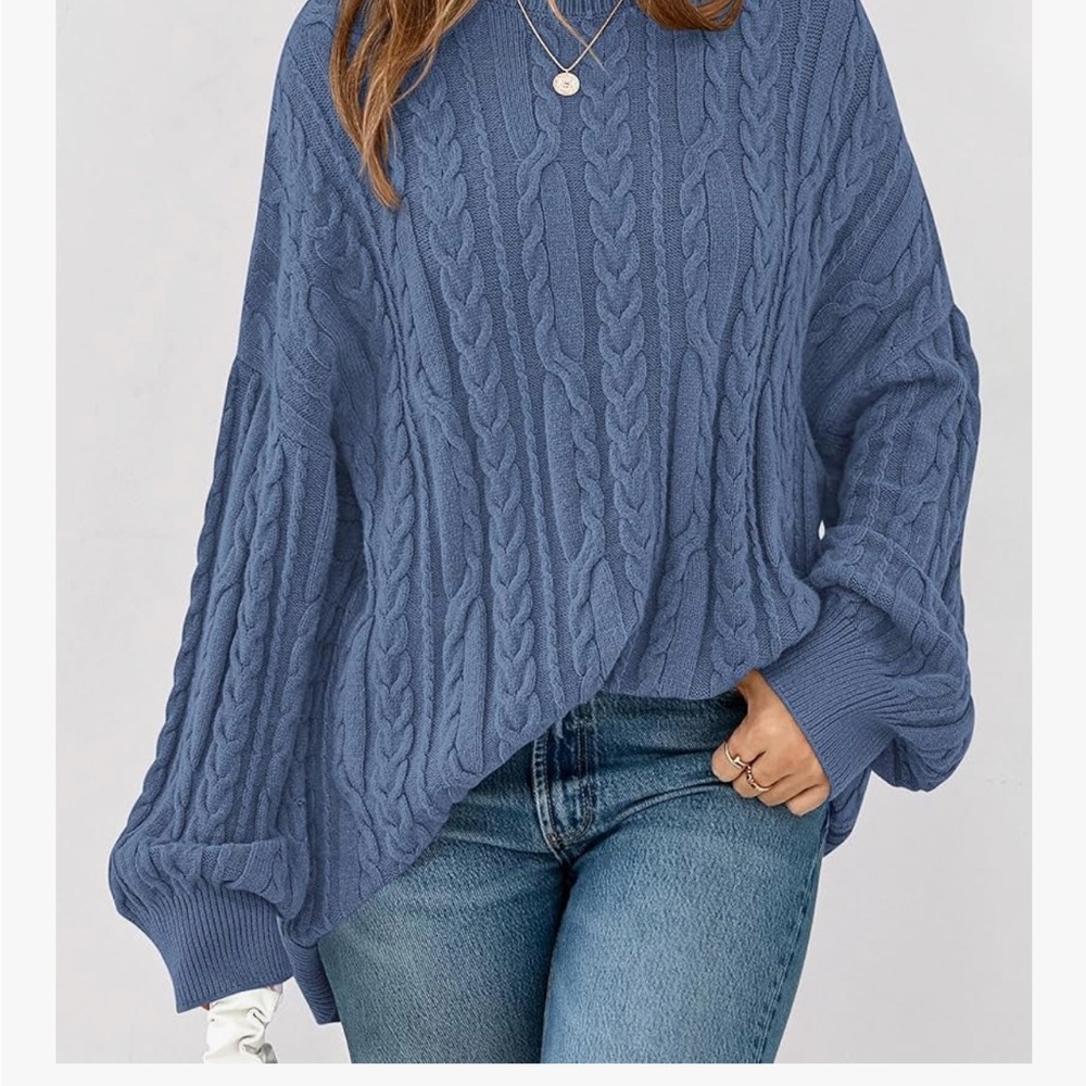 Women's Blue Cable Knit Sweater